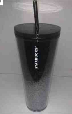 NEW Starbucks Holiday 2019 Venti Tumbler BLACK/SILVER Cascading Snow 24oz - Sold on eBay Jan, 30th 2020 for $32.99