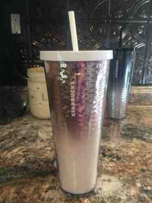 NEW Starbucks 2018  ombre Gold Holiday Sequin Glitter Tumbler Cup 24 OZ - Sold on eBay Jan, 30th 2020 for $29.99