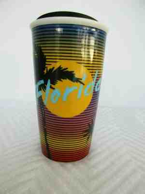 STARBUCKS FLORIDA Travel Tumbler Mug Coffee Cup 12 OZ. Sunset Palm Trees Red Dot - Sold on eBay Jan, 31st 2020 for $36.00