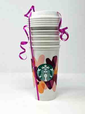 Starbucks 2020 Valentines Hearts Reusable To Go Cups Set Of 5  - Sold on eBay Feb, 2nd 2020 for $39.99