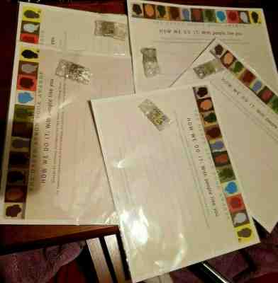 New STARBUCKS  GREEN APRON PINS...all five!!!.....a few stamps for bonus - Sold on eBay Feb, 1st 2020 for $39.00