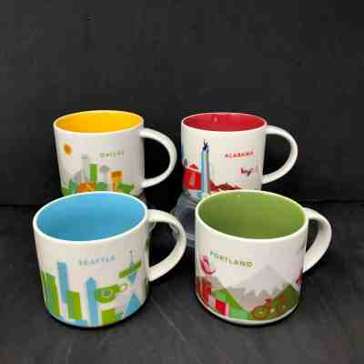 Starbucks You Are Here Collection Mug SET OF 4 Atlanta Dallas Portland Seattle - Sold on eBay Feb, 1st 2020 for $44.50