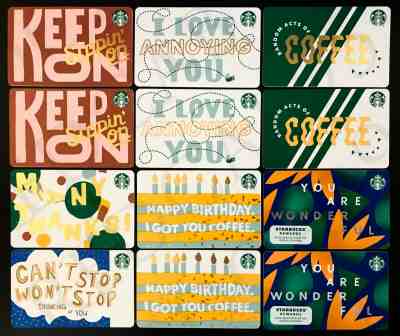 NEW Starbucks SCAN & SWIPE Print Mark Gift Card - Lot of 12 Cards - R & Diamond - Sold on eBay Feb, 1st 2020 for $22.99
