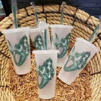 Starbucks 2019 LOT Of 2 Mermaid Siren Frosted Reusable Cold Cup Tumbler - Sold on eBay Feb, 1st 2020 for $19.99