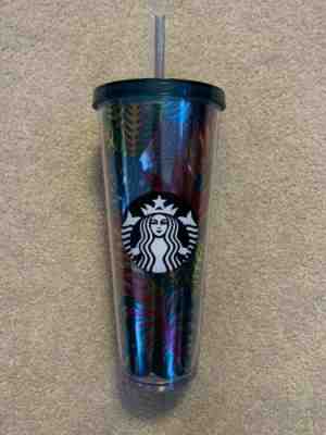 Starbucks Cold Cup Tumbler NEW 24OZ Floral Pattern Metallic Blue, Pink, Green - Sold on eBay Feb, 1st 2020 for $38.99