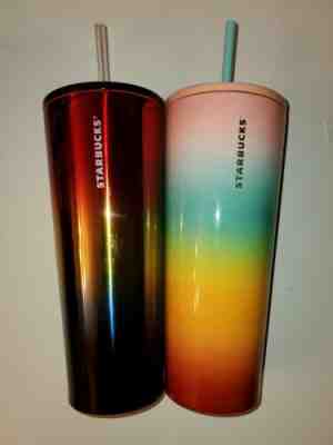 Brand New Starbucks Set of 2 Rainbow Pride and Pastel Rainbow Tumblers - Sold on eBay Feb, 1st 2020 for $35.00