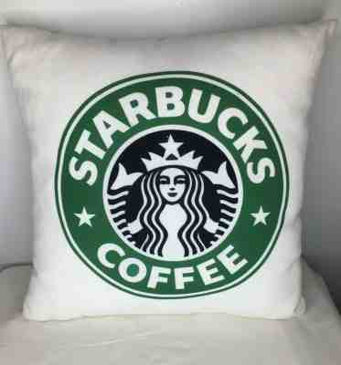 Starbucks Pillow 15 x 15 White Green Logo Coffee  - Sold on eBay Feb, 1st 2020 for $19.99