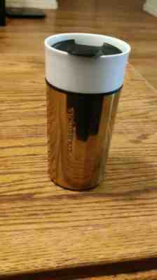2013 Starbucks Travel Mug Ceramic GOLD & STAINLESS STEEL --WITH LID 12OZ - Sold on eBay Feb, 1st 2020 for $19.99
