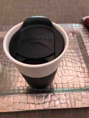 Starbucks Coffee 2013 Black Rubber Ribbed Grip Bone China Tumbler Travel Mug Cup - Sold on eBay Feb, 1st 2020 for $25.00