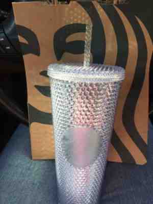 NEW Winter Holiday Starbucks 2019 Venti Bling Platinum Studded Cold Cup Tumbler - Sold on eBay Feb, 1st 2020 for $15.00