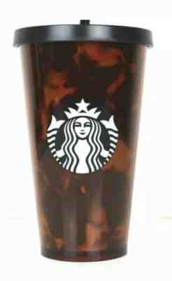 Starbucks Cold Cup Grande Tortoise Shell Black & Brown Tumbler w/ Straw - Sold on eBay Feb, 1st 2020 for $21.95