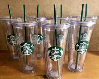 NEW Lot Of 7 Starbucks Venti Cold Cup Clear With Straw 24oz Minor Scuffs - Sold on eBay Feb, 1st 2020 for $60.00