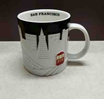 Starbucks 2012 San Francisco City Relief Coffee Mug Black White Cable Car 18 oz - Sold on eBay Feb, 1st 2020 for $30.03