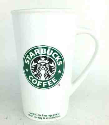 STARBUCKS White Green Black Mermaid Logo Latte Mug 16 oz/.473L - Sold on eBay Feb, 1st 2020 for $22.95