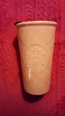 Starbucks Tumbler Quilted Pink Ceramic Travel Mug with Lid - Valentine's 2017 - Sold on eBay Feb, 1st 2020 for $45.00