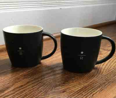 2 Starbucks Reserve Coffee Mug Cup 2011 Matte Black & White Bone China - Sold on eBay Feb, 1st 2020 for $20.00