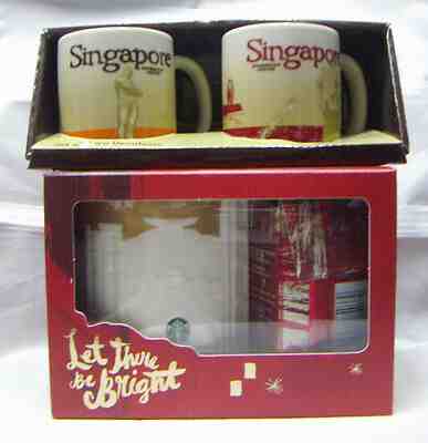 STARBUCKS: PAIRED SET OF 2 DEMITASSE SINGAPORE-NIB, 1 CHRISTMAS MUG HONG KONG-NB - Sold on eBay Feb, 1st 2020 for $45.00