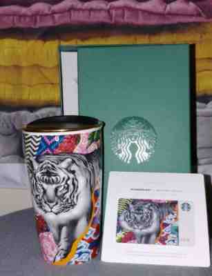 STARBUCKS -- New 2018 Tristan Eaton Sumatra Tiger Travel Tumbler + Card - Sold on eBay Feb, 1st 2020 for $99.99