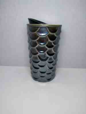 RARE Starbucks Textured Metallic Blue Mermaid Fish Scales Ceramic Travel Tumbler - Sold on eBay Jan, 31st 2020 for $27.95