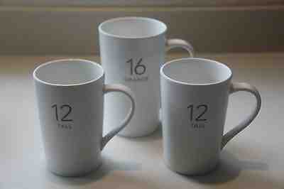 STARBUCKS 2011 GRAY LETTERS ON WHITE - TWO MUGS -  2 TALL 12 OZ MUGS - Sold on eBay Jan, 31st 2020 for $16.00