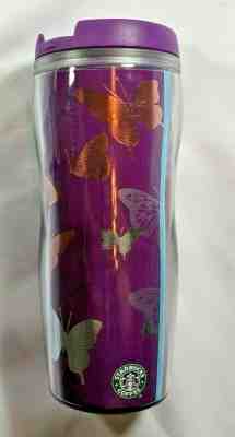 STARBUCKS Drink Tumbler BUTTERFLIES Mug Coffee Portable Cup Purple LID Seal 16oz - Sold on eBay Jan, 31st 2020 for $15.95