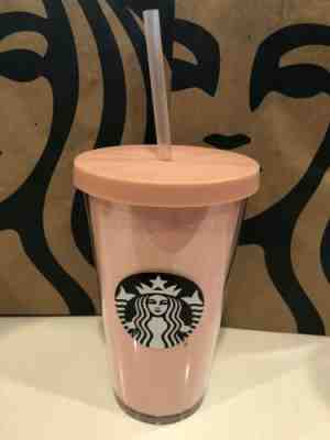 NEW Double Layer Plastic Starbucks Pink Glitter Cold Cup Tumbler Grande - Sold on eBay Feb, 2nd 2020 for $30.00