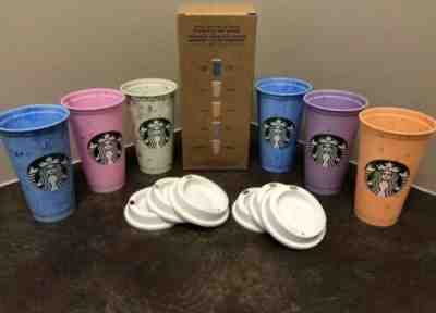 Starbucks RARE Marble Multicolor Reusable 6 Hot Cups With 6 Lids *FREE SHIPPING* - Sold on eBay Jan, 31st 2020 for $28.00