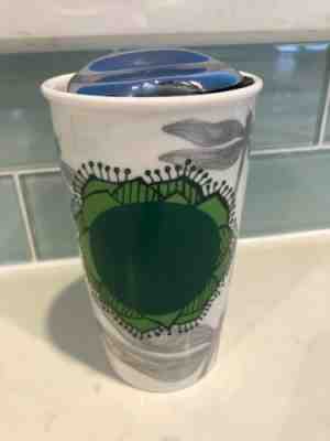 Starbucks Ceramic Travel Mug 2014 12oz White With Dragonflies With Silver Lid - Sold on eBay Jan, 31st 2020 for $38.00