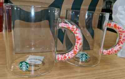 *SALE SET OF 4 *Starbucks Valentine's Confetti Hearts in Handle of Glass Mugs! - Sold on eBay Jan, 31st 2020 for $110.00