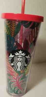 Starbucks Shiny Tropical Leaves Cold 24oz Travel Cup 2017 Mermaid - Sold on eBay Jan, 31st 2020 for $24.95