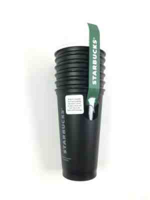 Starbucks Solid Matte Black Reusable Cups Set Of 6 New Tumblers - Sold on eBay Jan, 31st 2020 for $36.98
