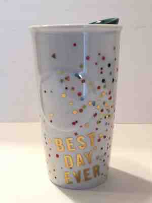 Starbucks Best Day Ever Ceramic Travel Tumbler Mug with Lid Confetti Glitter Dot - Sold on eBay Jan, 31st 2020 for $28.00