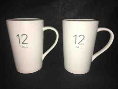 Starbucks "12 TALL" Tea COFFEE MUGS Lot SET x 2 Ceramic Matte White 2011 12oz - Sold on eBay Feb, 3rd 2020 for $24.99