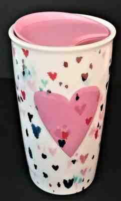 Starbucks 2018 Pink Raised Heart Ceramic Travel Tumbler 10oz Good Valentine Gift - Sold on eBay Feb, 2nd 2020 for $38.00