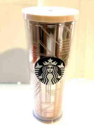 Starbucks Venti Cup Tumbler Rose Gold Geometric 24 Oz (NO STRAW) - Sold on eBay Feb, 2nd 2020 for $25.00