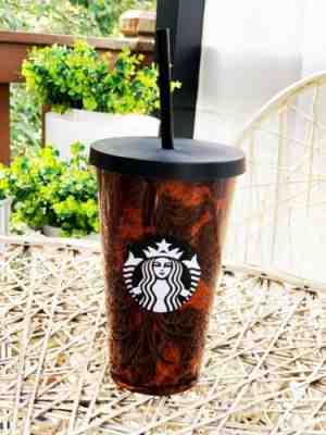 Starbucks Tortoise Shell Tumbler Black Brown Cold Cup Straw RARE 16oz 2019 NEW - Sold on eBay Feb, 2nd 2020 for $26.00