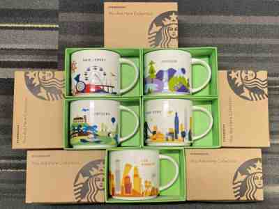 NEW Lot Of 5 STARBUCKS You Are Here (YAH) 14oz Mugs! NJ, LA, KY, Oreg, NY - Sold on eBay Feb, 2nd 2020 for $50.00