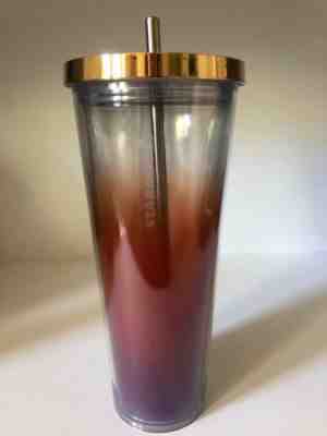 STARBUCKS COFFEE 2014 VENTI COLD BEVERAGE TUMBLER RAINBOW OMBRÉ PURPLE FUCHSIA - Sold on eBay Feb, 2nd 2020 for $24.00