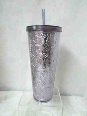 Starbuck's Floral Metallic Purple/Lavender Cold Cup Tumbler with Straw 24 ounces - Sold on eBay Feb, 2nd 2020 for $39.99