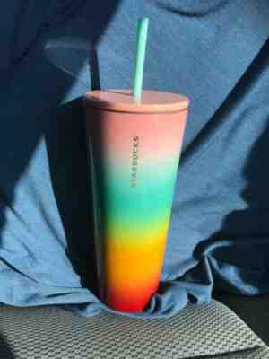 Starbucks Stainless Rainbow Pride Steel Tumbler with Straw 24oz VENTI *IN HAND* - Sold on eBay Feb, 2nd 2020 for $25.00