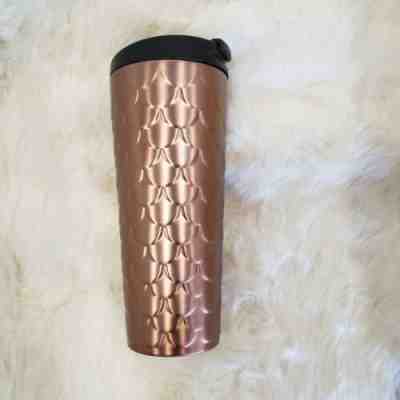 2017 Starbucks Stainless 16 Oz Coffee Tumbler Mug With Bronze Mermaid Scales