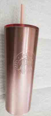 Starbucks rare Sparkling Rose 2 tone Gold  Metal Stainless Steel 24 oz Tumbler - Sold on eBay Feb, 2nd 2020 for $26.50