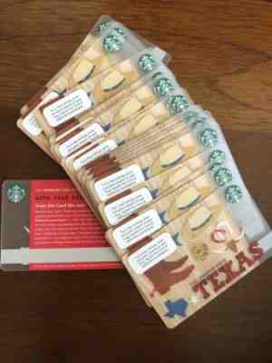 LOT 25 TEXAS Starbucks Coffee Gift Card Cards 0 Bal 2012 Matte City State Rare - Sold on eBay Feb, 2nd 2020 for $23.99
