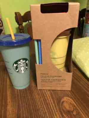 Starbucks Color Changing Reusable Cold Cups. Set Of 5, Includes Straws & Lids - Sold on eBay Feb, 2nd 2020 for $71.00
