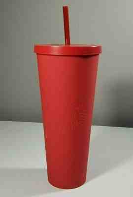 Starbucks 2016 Matte Red Cold Tumbler Limited Edition 24oz Venti - Sold on eBay Feb, 2nd 2020 for $26.00