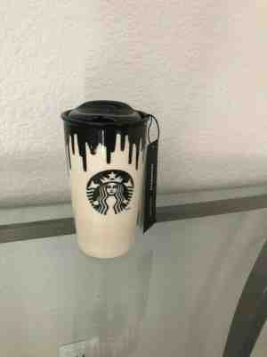 Starbucks 2014 Band of Outsiders Black/White Drip Paint Coffee/Tea Travel Mug. - Sold on eBay Feb, 2nd 2020 for $50.00