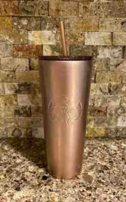 NWT 2018 Starbucks Rose Gold Glitter Stainless Steel 24 fl oz Cold Cup Tumbler - Sold on eBay Feb, 2nd 2020 for $39.95