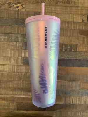 Starbucks Pink Pine Cone Leaf Tumbler palm leaf tropical Holiday 2019