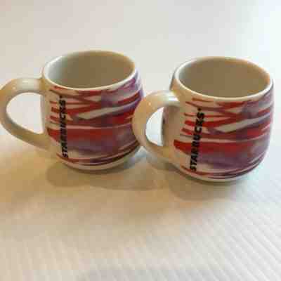 Pair of Starbucks Espresso Cup 3 oz Demi Mug Watercolor Red Purple White 2016 - Sold on eBay Feb, 2nd 2020 for $21.49