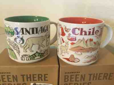 SET OF 2 Starbucks Mug, CHILE & SANTIAGO Been There Series, shipped from US